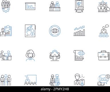 Outsourcing company outline icons collection. outsourcing, company, consultancy, provider, contractor, supplier, specialist vector and illustration Stock Vector