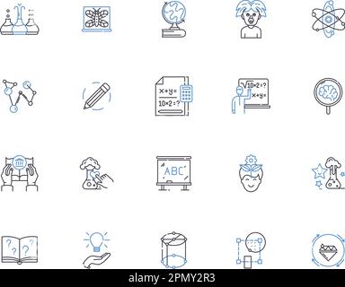 Laboratory outline icons collection. Lab, Test, Experiment, Research, Analysis, Chemicals, Beakers vector and illustration concept set. Equipment Stock Vector
