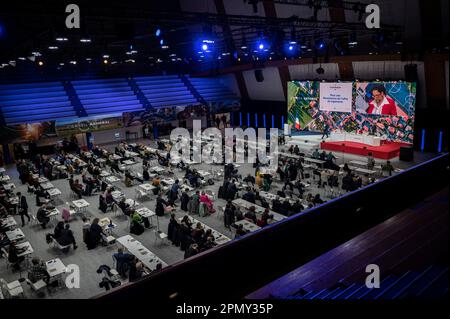 Paris, France. 15th Apr, 2023. General View during the national Council of the Renaissance Presidential Party in Paris on April 15, 2023. Photo by Eliot Blondet/ABACAPRESS.COM Credit: Abaca Press/Alamy Live News Stock Photo