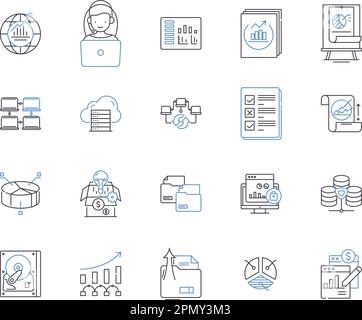 Containers and data line icons collection. Data-driven , Containerized ...