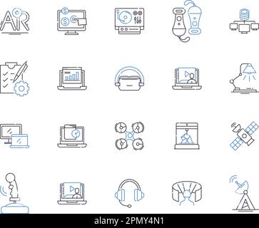 Electronic production outline icons collection. Electronics, Production, Manufacturing, Assembly, Design, PCB, Soldering vector and illustration Stock Vector