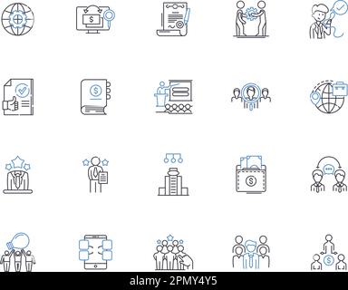 Transnational migration line icons collection. Diaspora, Borders ...