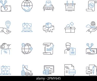 Market income outline icons collection. Income, Market, Earnings, Wages, Profits, Salaries, Remuneration vector and illustration concept set. Returns Stock Vector