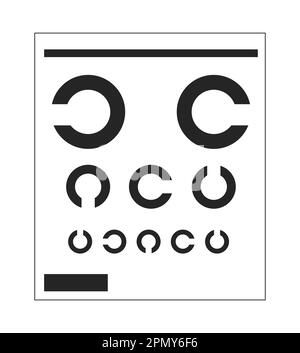 Snellen eye chart for visual acuity testing flat line black white vector object Stock Vector