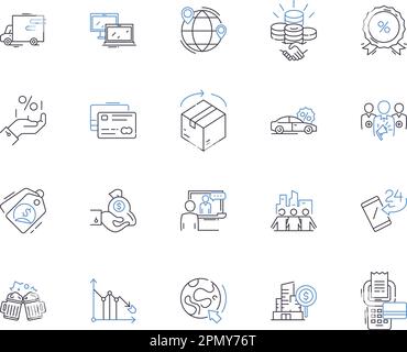 Market income outline icons collection. Income, Market, Earnings, Wages, Profits, Salaries, Remuneration vector and illustration concept set. Returns Stock Vector