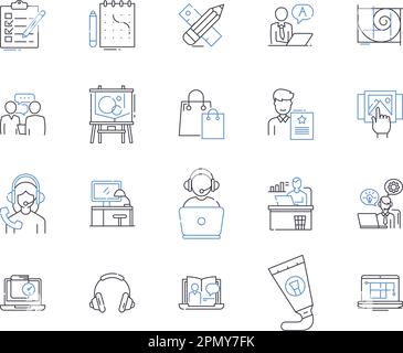 Freelance enterpreneur outline icons collection. Freelancer, Entrepreneur, Self-Employed, Independent, Contractor, Consultant, Freelance vector and Stock Vector