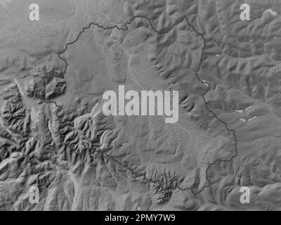 Eden, non metropolitan district of England - Great Britain. Grayscale elevation map with lakes and rivers Stock Photo