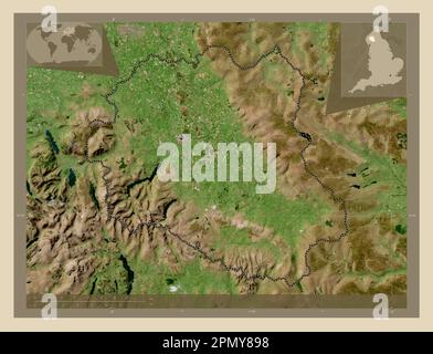 Eden, non metropolitan district of England - Great Britain. High resolution satellite map. Corner auxiliary location maps Stock Photo