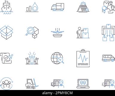 Courier services outline icons collection. Courier, Services, Delivery, Shipping, Logistics, Mail, Packaging vector and illustration concept set Stock Vector