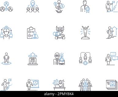 Membership outline icons collection. Membership, Subscription, Entitlement, Privilege, Franchise, Charter, Affiliation vector and illustration concept Stock Vector