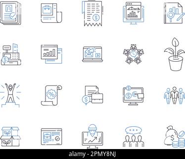Business analysis outline icons collection. Business, Analysis, Strategy, Process, Model, Planning, Requirements vector and illustration concept set Stock Vector
