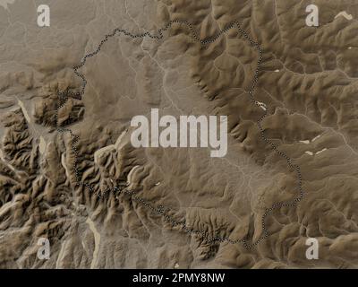 Eden, non metropolitan district of England - Great Britain. Elevation map colored in sepia tones with lakes and rivers Stock Photo