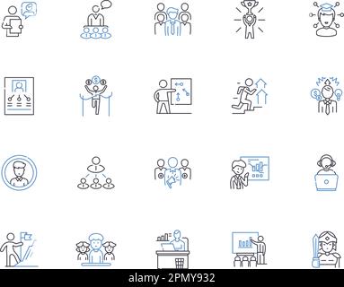 Membership outline icons collection. Membership, Subscription, Entitlement, Privilege, Franchise, Charter, Affiliation vector and illustration concept Stock Vector