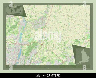 Epping Forest, non metropolitan district of England - Great Britain. Open Street Map. Corner auxiliary location maps Stock Photo