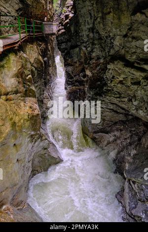 The Breitachklamm is a gorge of the Breitach mountain stream in the Allgaeu region near Oberstdorf in Bavaria, Germany, Europe. Stock Photo