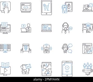 hybrid learning line icons collection. Flexibility, Blended ...