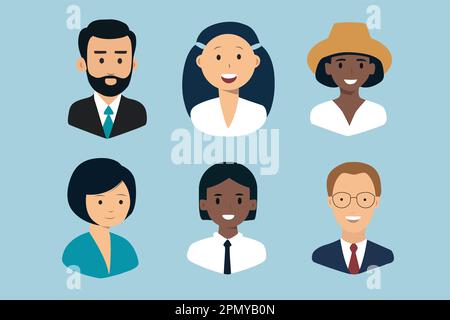 different people of different nationalities icons characters skin color Stock Vector