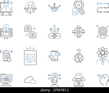 Organizational development outline icons collection. Organization, Development, Change, Management, Process, Learning, Structures vector and Stock Vector