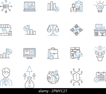 Business analysis outline icons collection. Business, Analysis, Strategy, Process, Model, Planning, Requirements vector and illustration concept set Stock Vector