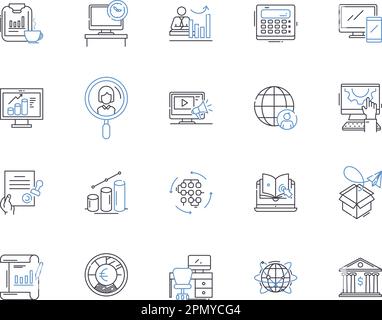 Corporation workflow outline icons collection. Corporate, Workflow, Process, Management, Automation, Systems, Analysis vector and illustration concept Stock Vector