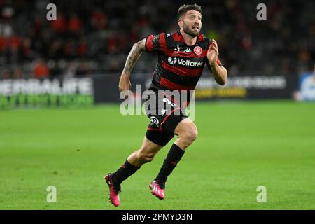 15th April 2023;  CommBank Stadium, Sydney, NSW, Australia: A-League Football, Western Sydney Wanderers versus Melbourne Victory; Brandon Borrello of Western Sydney Wanderers Credit: Action Plus Sports Images/Alamy Live News Stock Photo