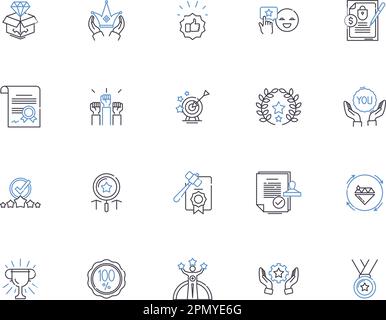 Awards outline icons collection. Awards, accolades, honors, prizes, recognitions, accolades, laurels vector and illustration concept set. rewards Stock Vector