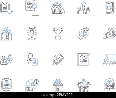 Efficiency outline icons collection. Efficient, Economical, Streamlined, Swift, Quick, Speedy, Nimble vector and illustration concept set. Productive Stock Vector