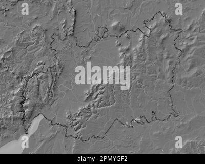 Gloucestershire, administrative county of England - Great Britain. Bilevel elevation map with lakes and rivers Stock Photo