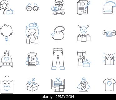 Apparel manufacturing line icons collection. Textiles, Garments ...