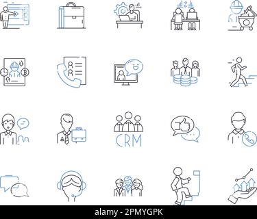 Empoyee workflow outline icons collection. Employee, Workflow, Management, Process, Automation, System, Time vector and illustration concept set. Job Stock Vector