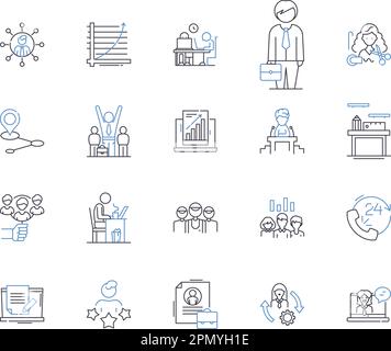 Empoyee workflow outline icons collection. Employee, Workflow, Management, Process, Automation, System, Time vector and illustration concept set. Job Stock Vector