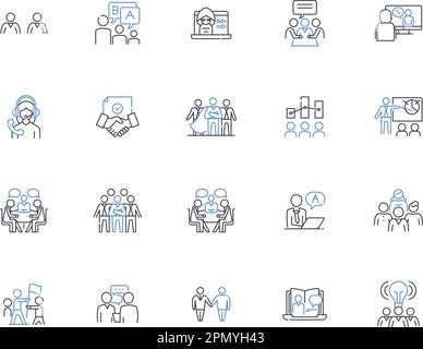 Corporative people outline icons collection. Corp, People, Employees, Colleagues, Executives, Managers, Professionals vector and illustration concept Stock Vector
