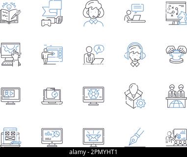 Company seminar outline icons collection. company, seminar, training, development, leadership, management, strategy vector and illustration concept Stock Vector