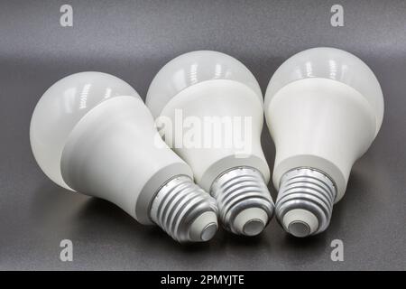 LED new technology light bulbs closeup on black. Energy super saving electric lamp is good for environment. Stock Photo