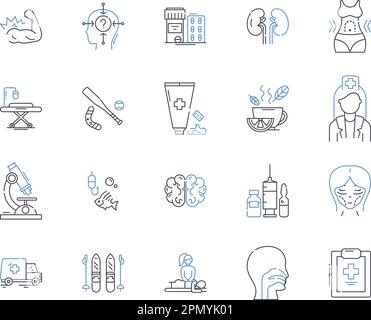 HealthTech vector line icons set. HealthTech, MedicalTech, CareTech ...