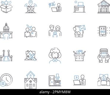 Smart city outline icons collection. Smart, City, Intelligent, Automated, Connected, Sustainable, Technological vector and illustration concept set Stock Vector
