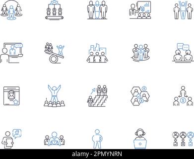 Corporative people outline icons collection. Corp, People, Employees, Colleagues, Executives, Managers, Professionals vector and illustration concept Stock Vector