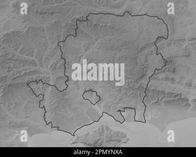 Hampshire, administrative county of England - Great Britain. Grayscale elevation map with lakes and rivers Stock Photo