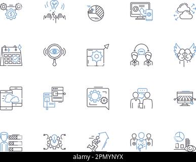 Organizational development outline icons collection. Organization, Development, Change, Management, Process, Learning, Structures vector and Stock Vector