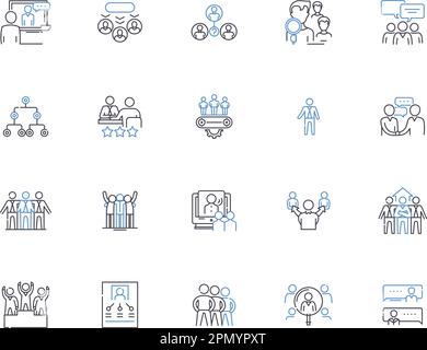 Corporative people outline icons collection. Corp, People, Employees, Colleagues, Executives, Managers, Professionals vector and illustration concept Stock Vector