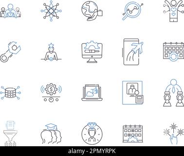 Organizational development outline icons collection. Organization, Development, Change, Management, Process, Learning, Structures vector and Stock Vector