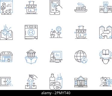 Smart city outline icons collection. Smart, City, Intelligent, Automated, Connected, Sustainable, Technological vector and illustration concept set Stock Vector