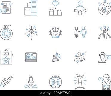 Success and money outline icons collection. Success, Money, Wealth, Profit, Achievement, Win, Gains vector and illustration concept set. Capital Stock Vector