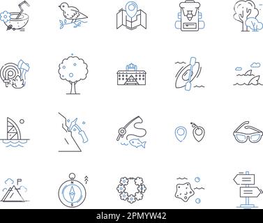 Wildnature trip outline icons collection. Wildnature, trip, hiking ...