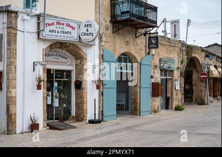 Polis Chrisochous, Cyprus, March 22, 2023 - Typical view over the narrow streets of the village Stock Photo