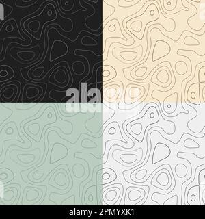 Topography patterns. Seamless elevation map tiles. Authentic isoline ...