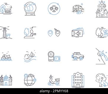 Tour operator outline icons collection. Tour, Operator, Travel, Agency ...
