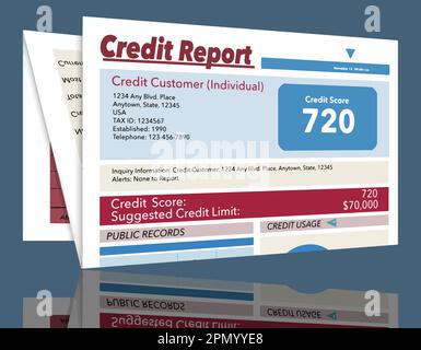 Here is a generic paper credit report from a credit reporting agency and it is a vector image. Stock Vector