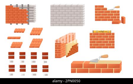 Set of brick walls vector illustration on white background Stock Vector