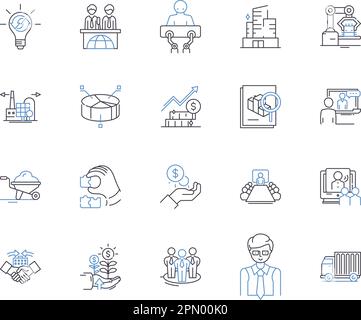 Production workflow outline icons collection. Manufacture, Process ...